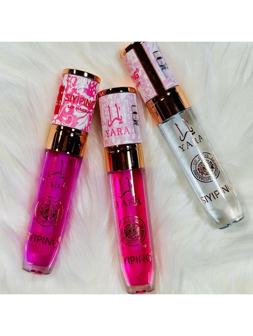 Yara Pink Purple Clear Lip Gloss Trio Set Shiny Gloss Makeup Beauty 3 Pack - Picture 2 of 2